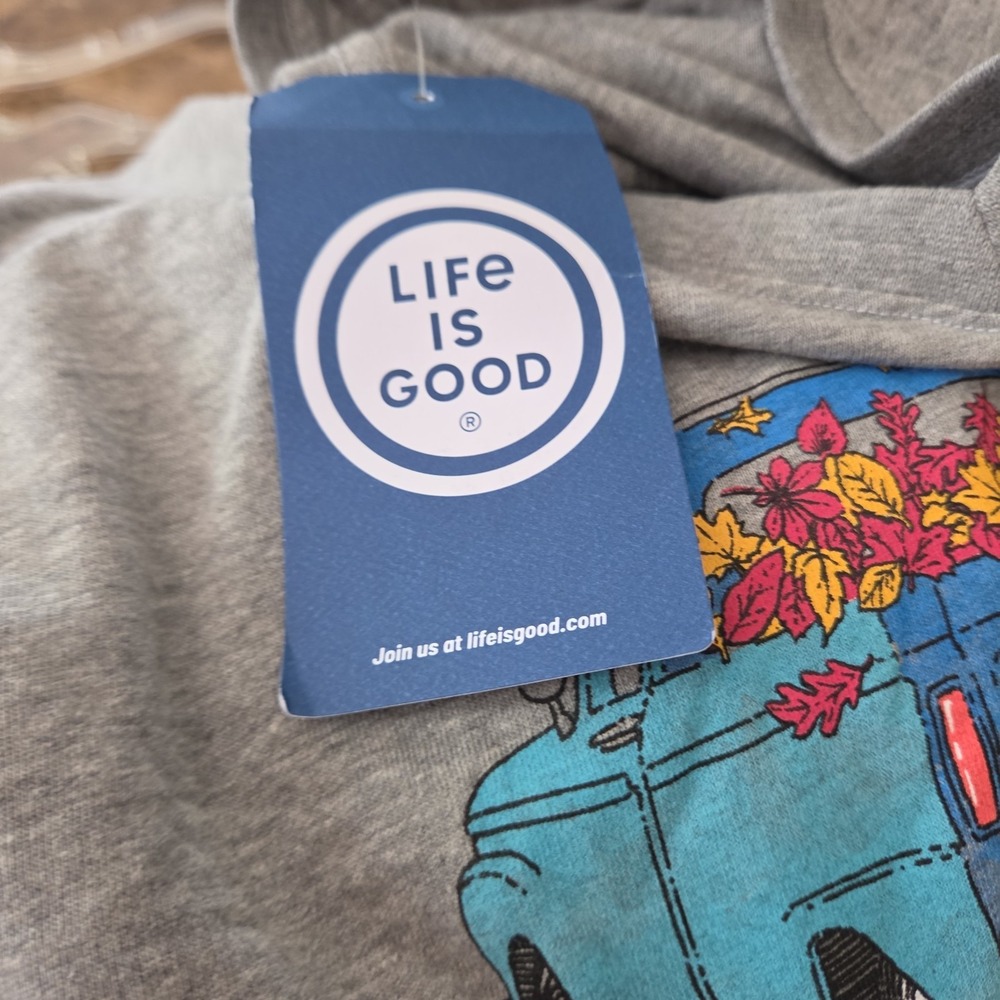 Life Is Good Crusher V-Neck T-Shirt Womens XXXL Fall Truck Love Heather Gray NEW - Picture 5 of 6
